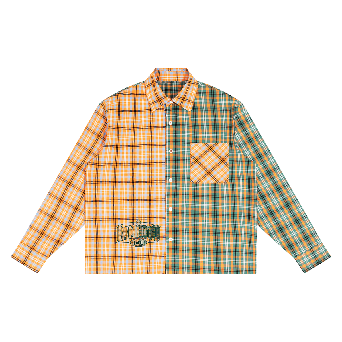 IAMNOTU "YKWB" Unisex Plaid Color Shirt