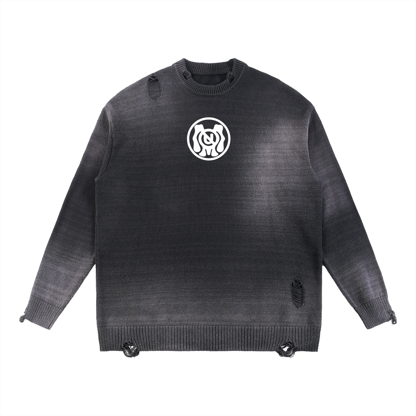 “IAMNOTU” Distressed Ripped Sweater