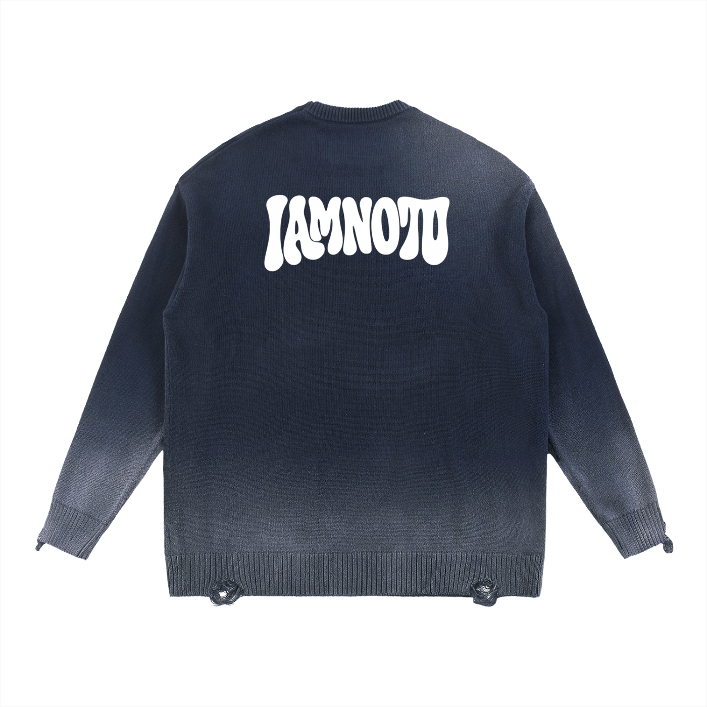 “IAMNOTU” Distressed Ripped Sweater