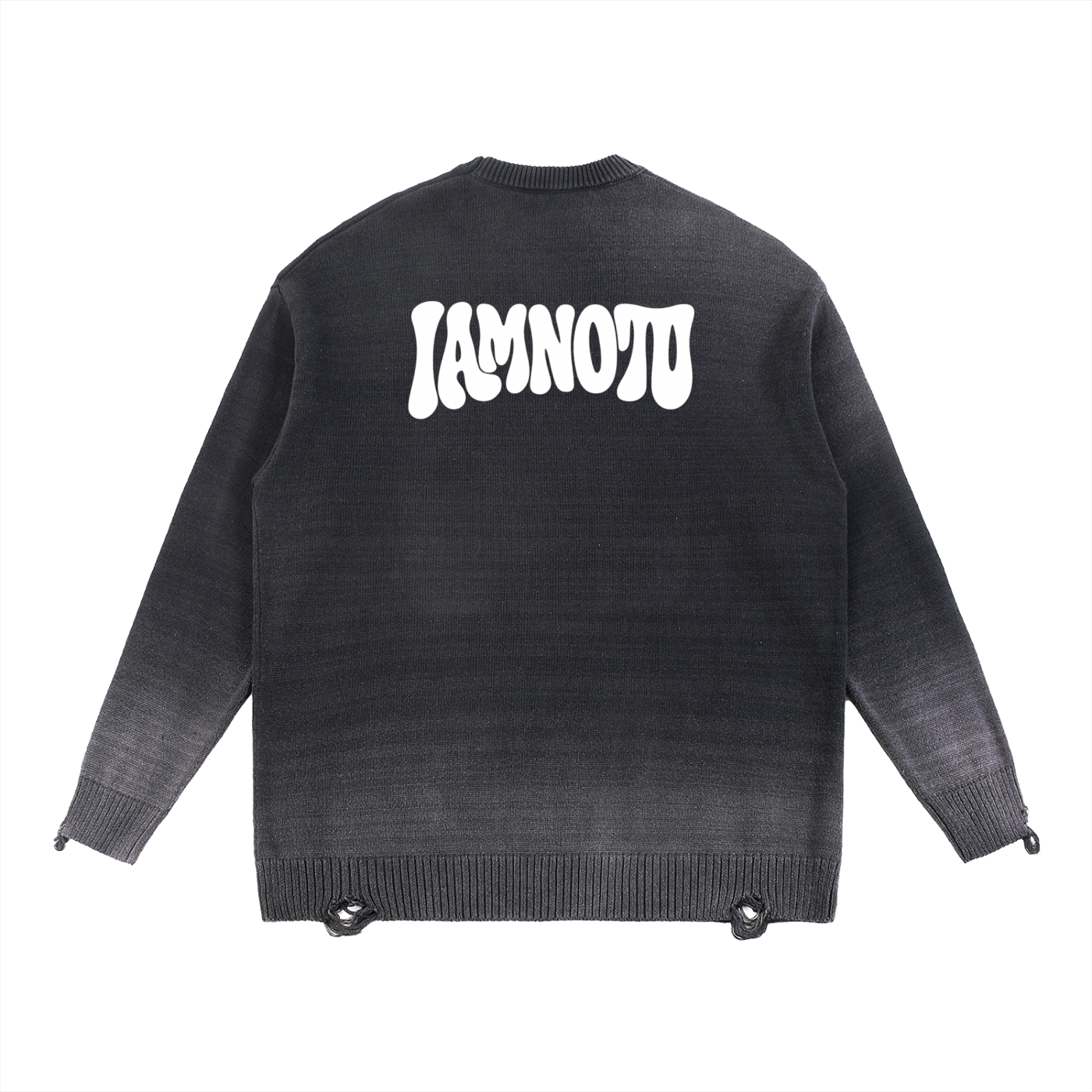 “IAMNOTU” Distressed Ripped Sweater