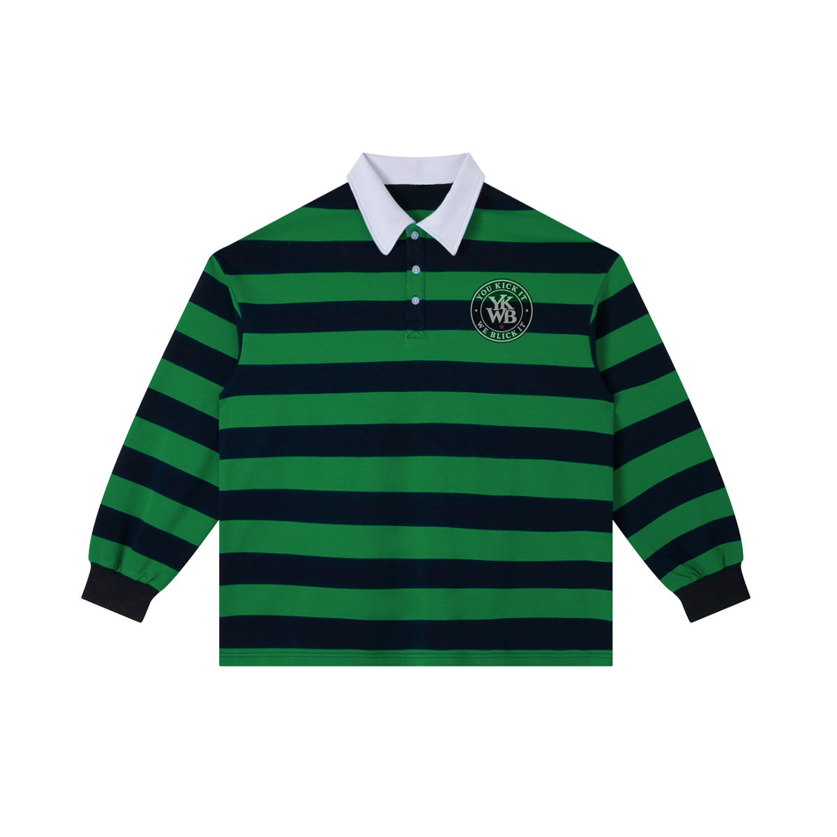 IAMNOTU "YKWB" Stripe Polo Shirt