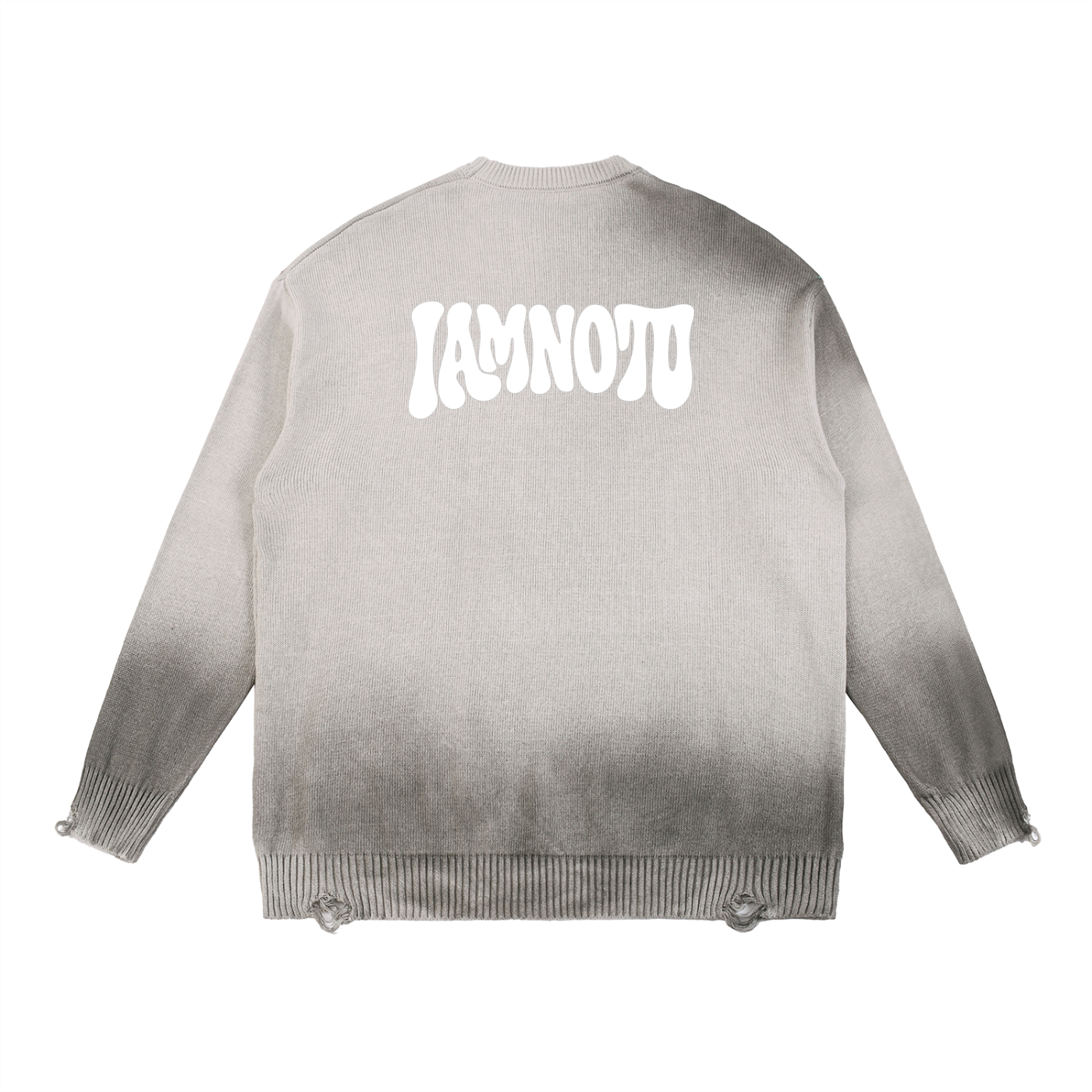 “IAMNOTU” Distressed Ripped Sweater