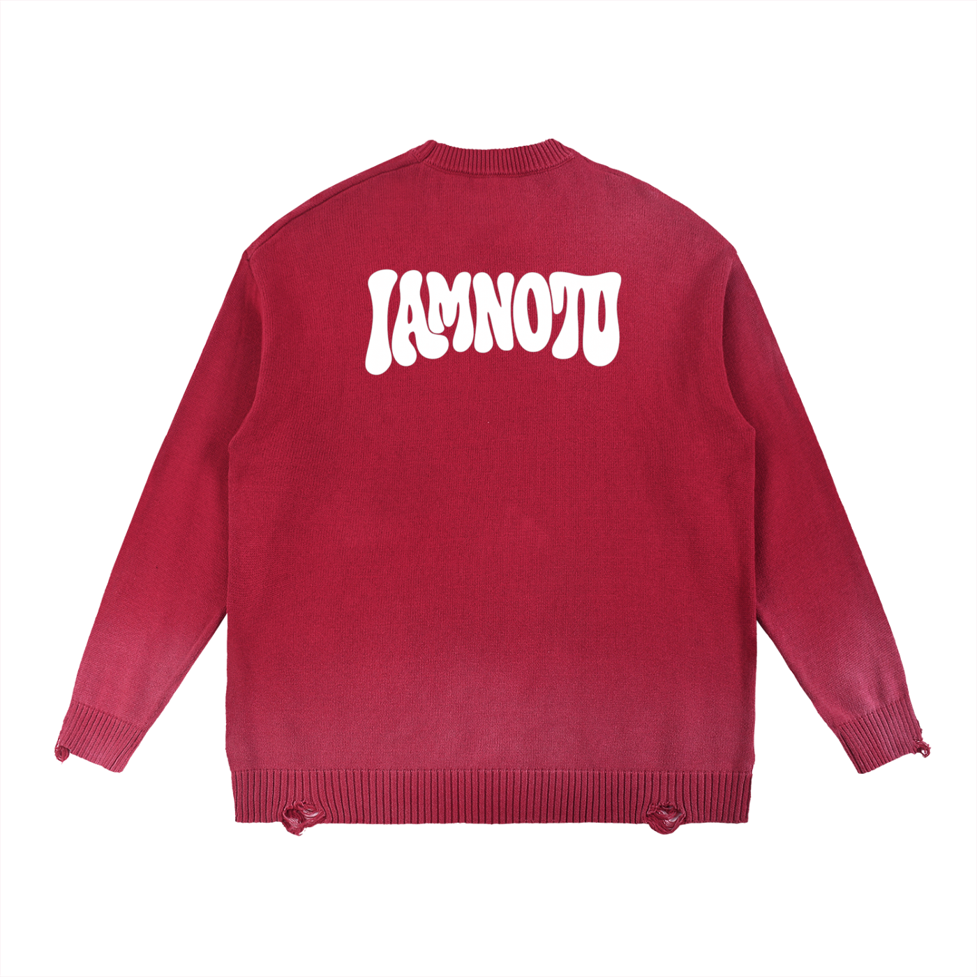 “IAMNOTU” Distressed Ripped Sweater